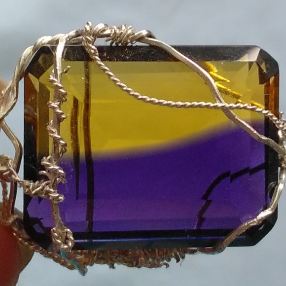 Rare Natural Ametrine 63.20 CT SS Wire Pendant - Picture 5 of 10
